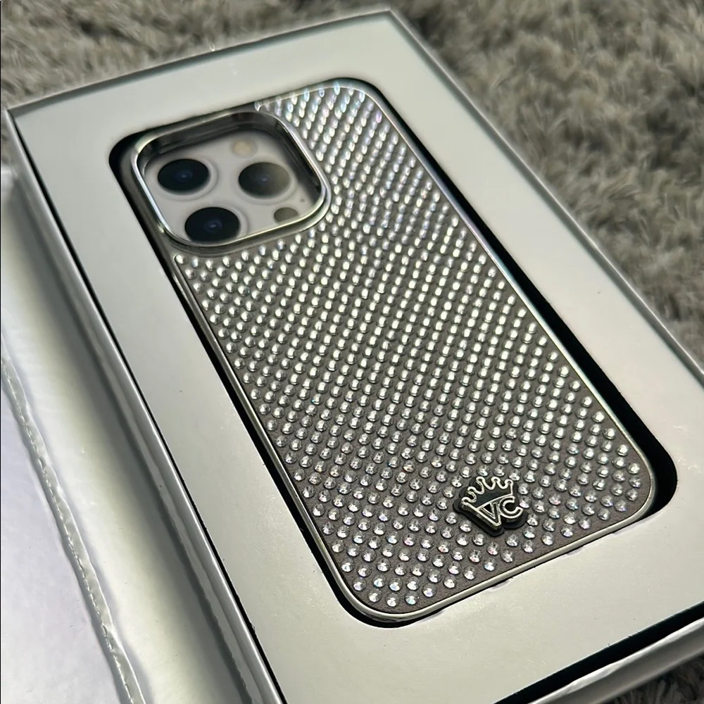 Velvet Caviar Silver Caviar Crystal iPhone 14 Pro Case with Textured Grip